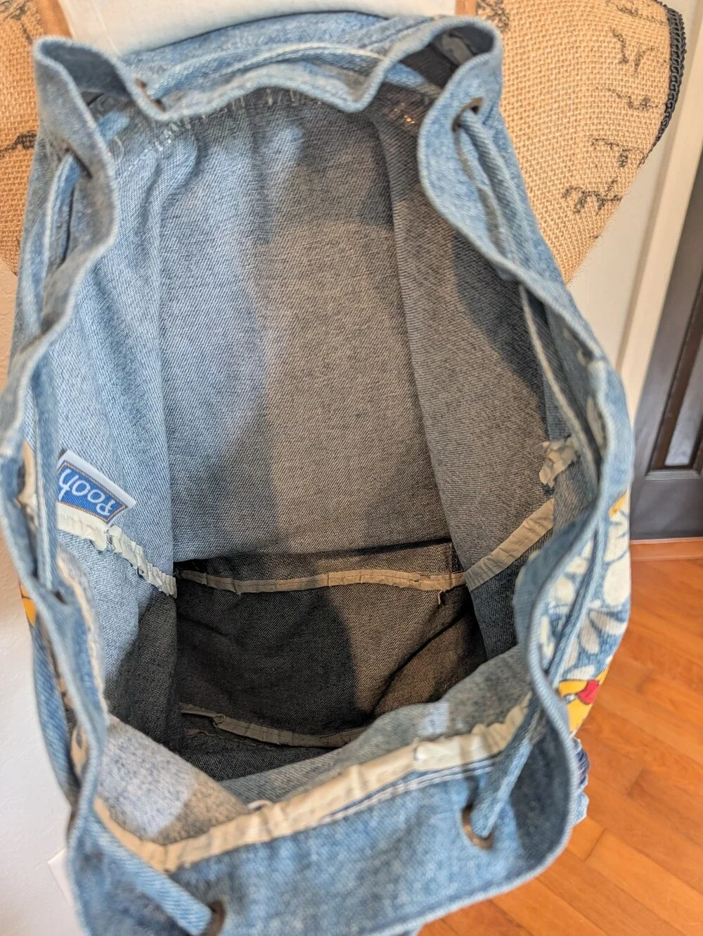 Vintage 1990s Disney Winnie the Pooh Bear Denim Backpack